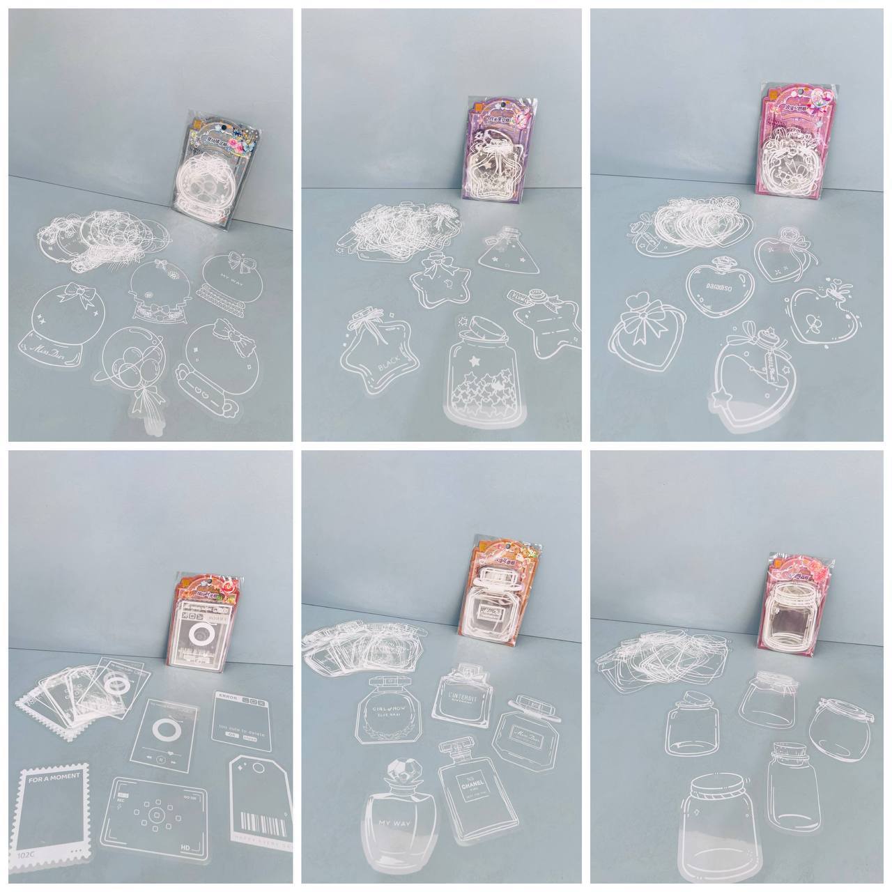 ست ۲۰ عددی استیکر بوک مارکی شفاف گل خشک