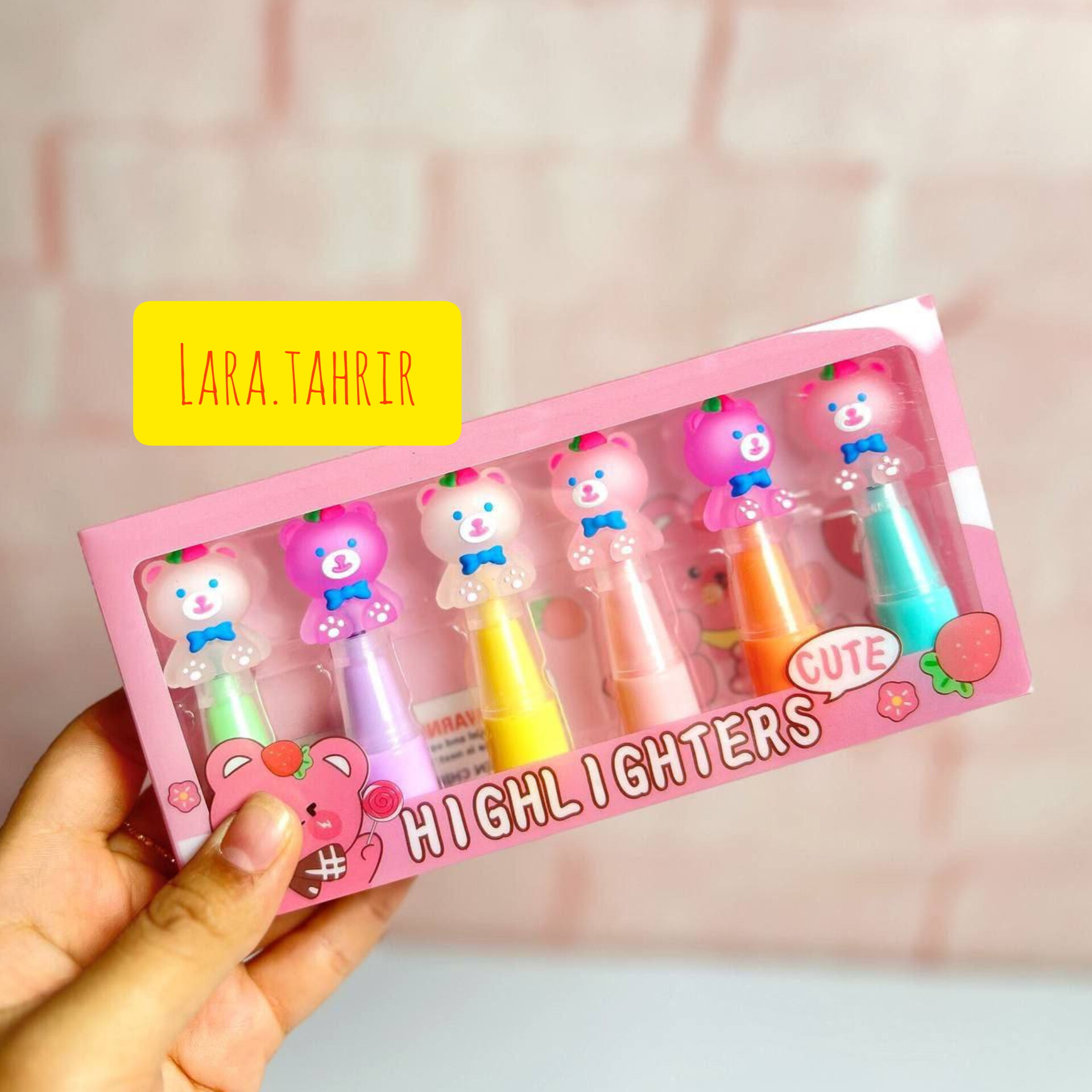 ست ۶ عددی  هایلایتر فانتزی خرس مهربون صورتی